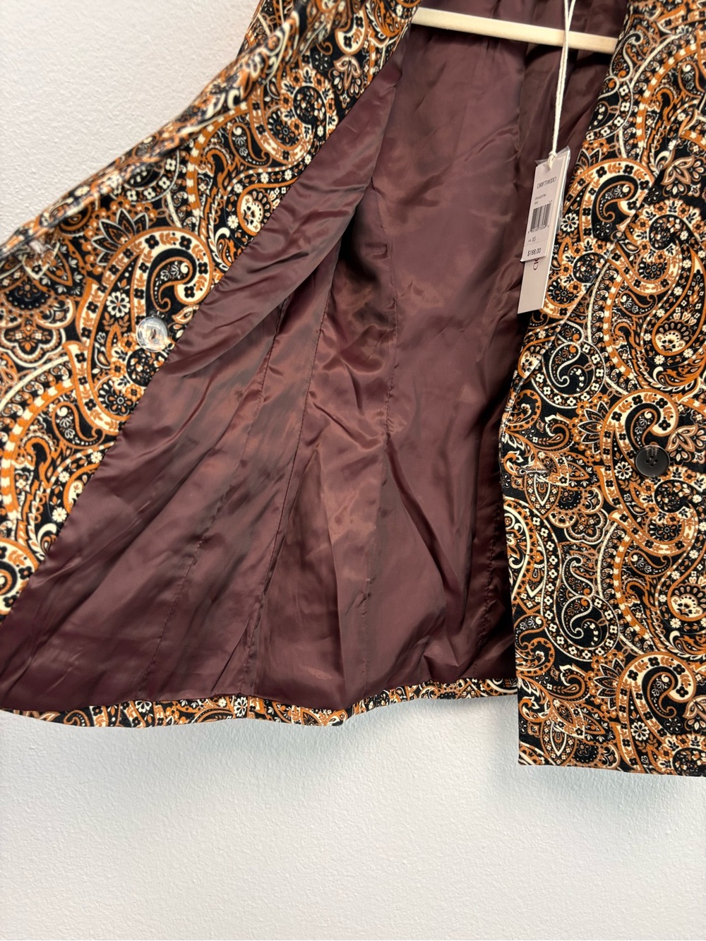 New Driftwood Velvet Jacquard Paisley 70’s Style Blazer Size XS - Picture 7 of 14